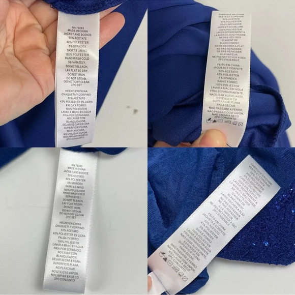 Alex Evenings 2 Piece Set Gown Jacket Electric Blue Glitter Womens 16W NWT Maxi - Picture 10 of 16